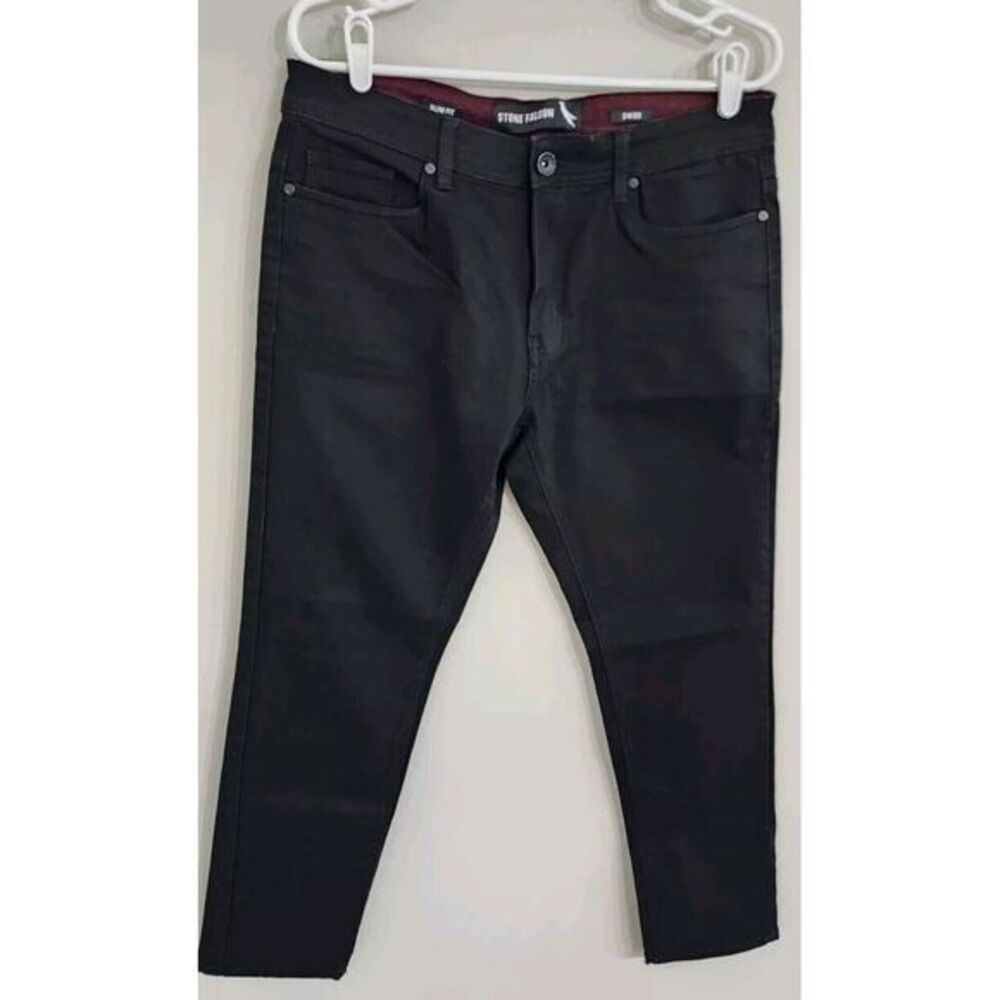 Stone Falcon Mens Black Jeans 34x28 Slim Fit Stretch Comfort‎ Denim Zip Fly